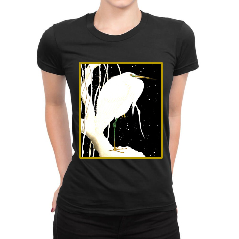 Hot Trend Egret In The Snow Ladies Fitted T-Shirt by rebeccacameron | Artistshot