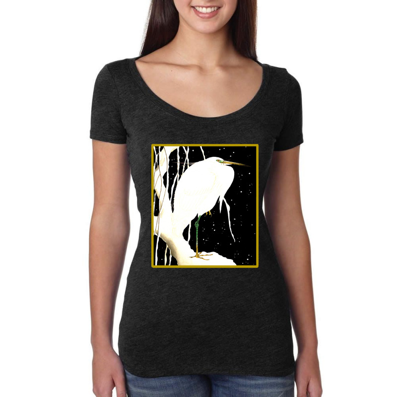 Hot Trend Egret In The Snow Women's Triblend Scoop T-shirt by rebeccacameron | Artistshot