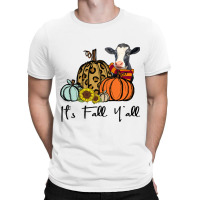 Its Fall Yall Cow Leopard Pumpkin Sunflower Retro2 T-shirt | Artistshot