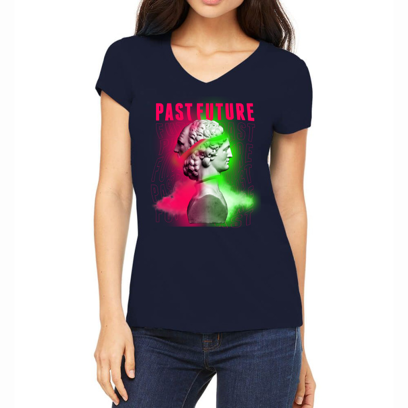 Janus Mythology Vaporwave Pink And Green Women's V-Neck T-Shirt by serknenkeliw | Artistshot