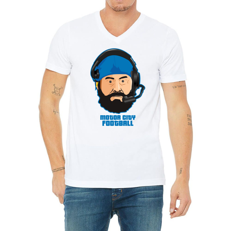 Motor City Football Cartoon Vector V-neck Tee | Artistshot