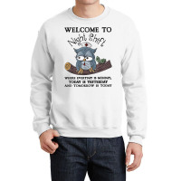 Welcome To Night Shift Where Everday Is Monday Owl Crewneck Sweatshirt | Artistshot