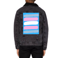 Trans Flag Brush Strokes Unisex Sherpa-lined Denim Jacket | Artistshot