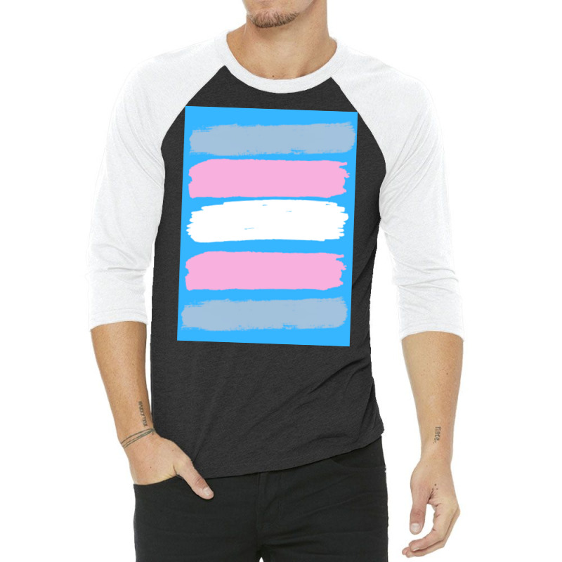 Trans Flag Brush Strokes 3/4 Sleeve Shirt by bielommatessm | Artistshot