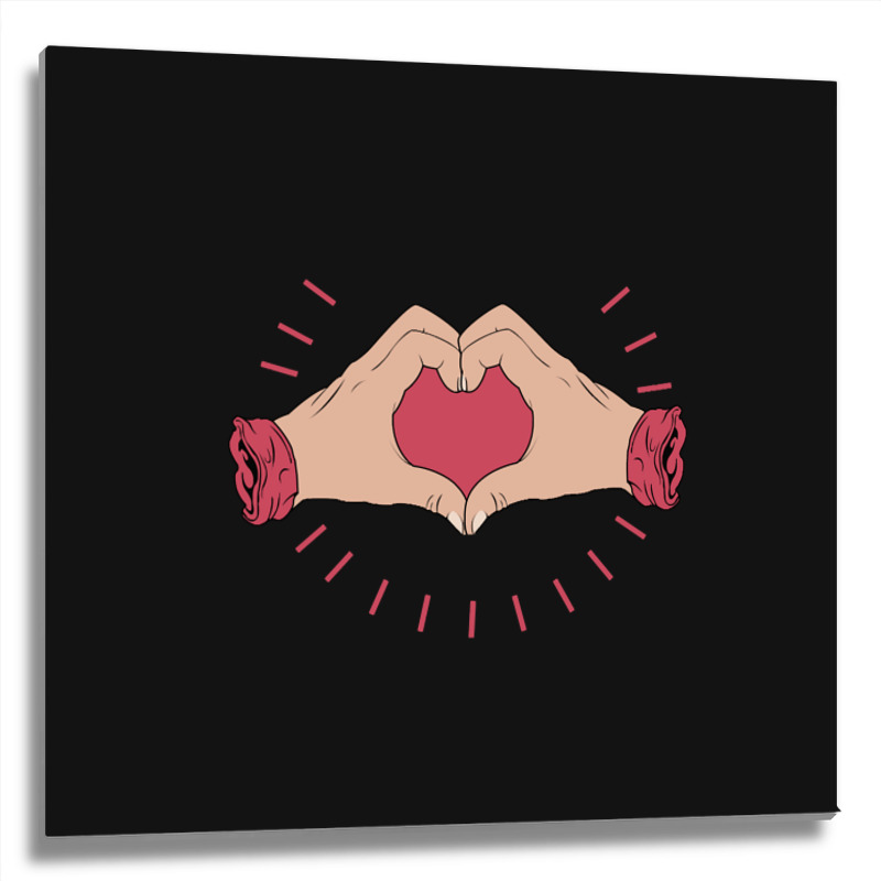 Trending Hand Heart Metal Print Square | Artistshot