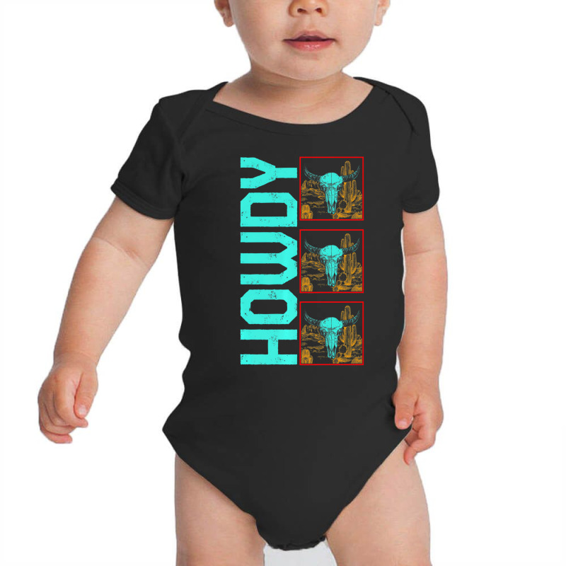 Cow Howdy Boho Cow Skulls Cow Fan Lover Gift Farm Baby Bodysuit by wafaha | Artistshot