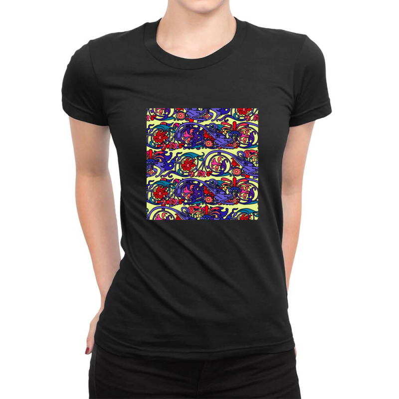 Cute Pattern In A Small Flower Little Leave Flowers Colorful Bright Su Ladies Fitted T-Shirt by agus03 | Artistshot