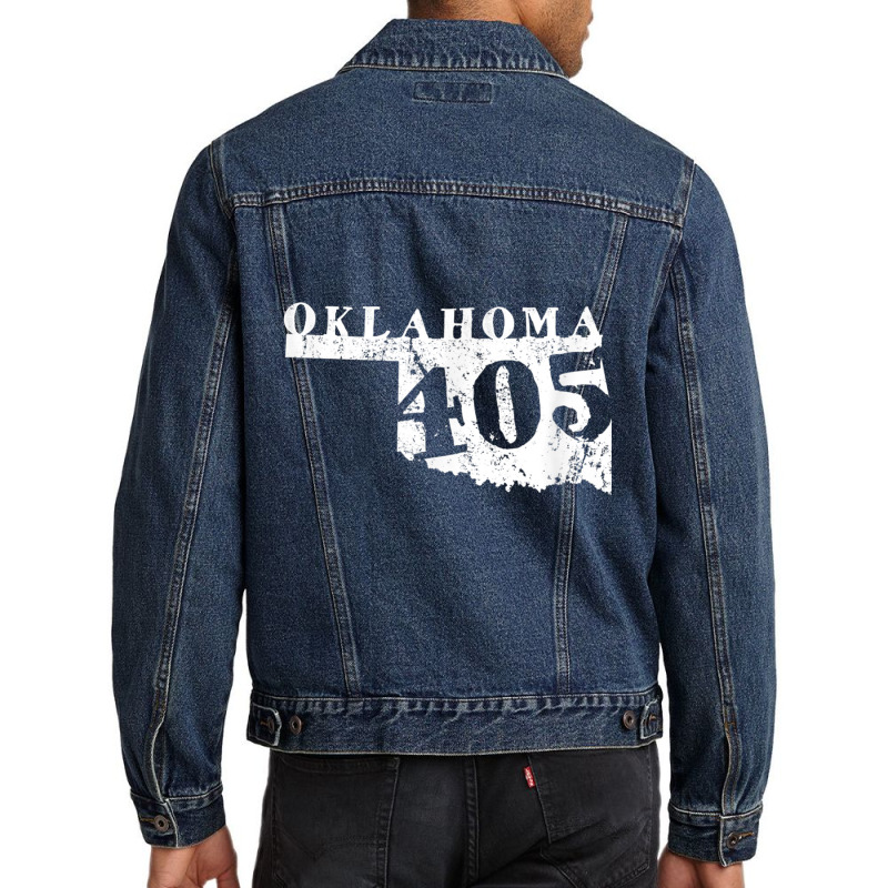 Oklahoma Map 405 Area Code Vintage T Shirt Men Denim Jacket | Artistshot