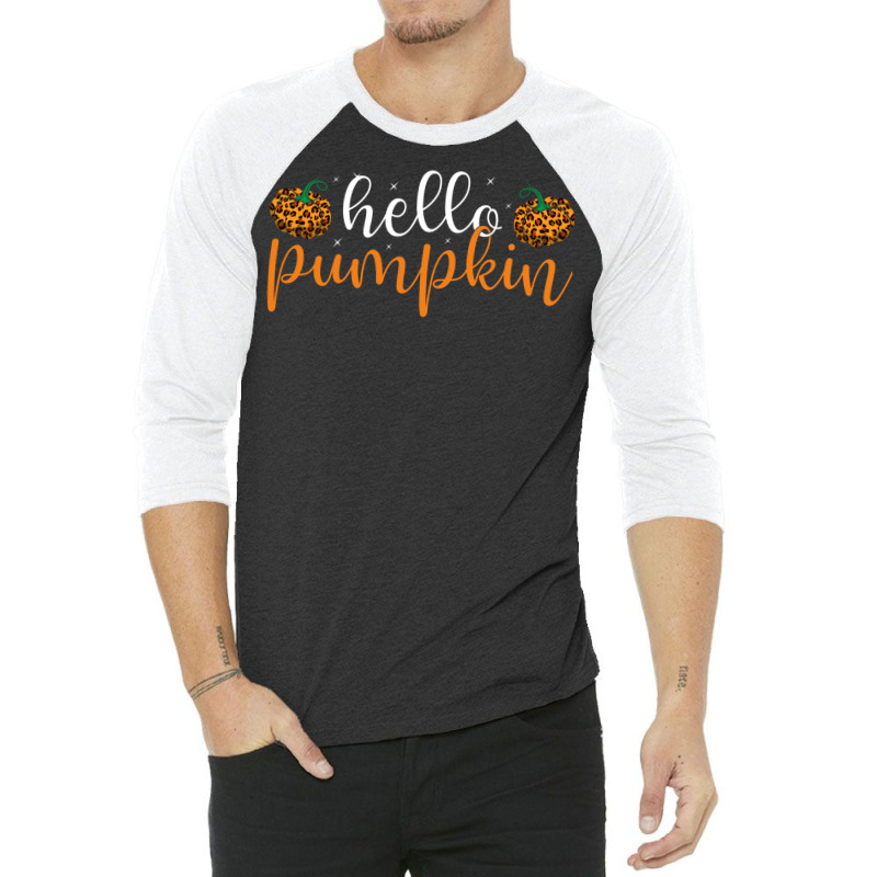 Hello Pumpkin Leopard Pattern Cute Fall Lover Design For Halloween Cos 3/4 Sleeve Shirt | Artistshot