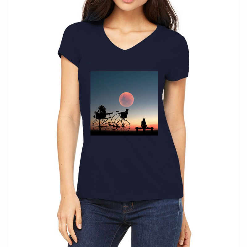 Girl On A Bicycle Women's V-neck T-shirt | Artistshot