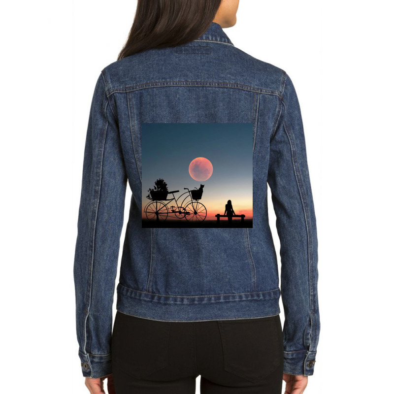 Girl On A Bicycle Ladies Denim Jacket | Artistshot