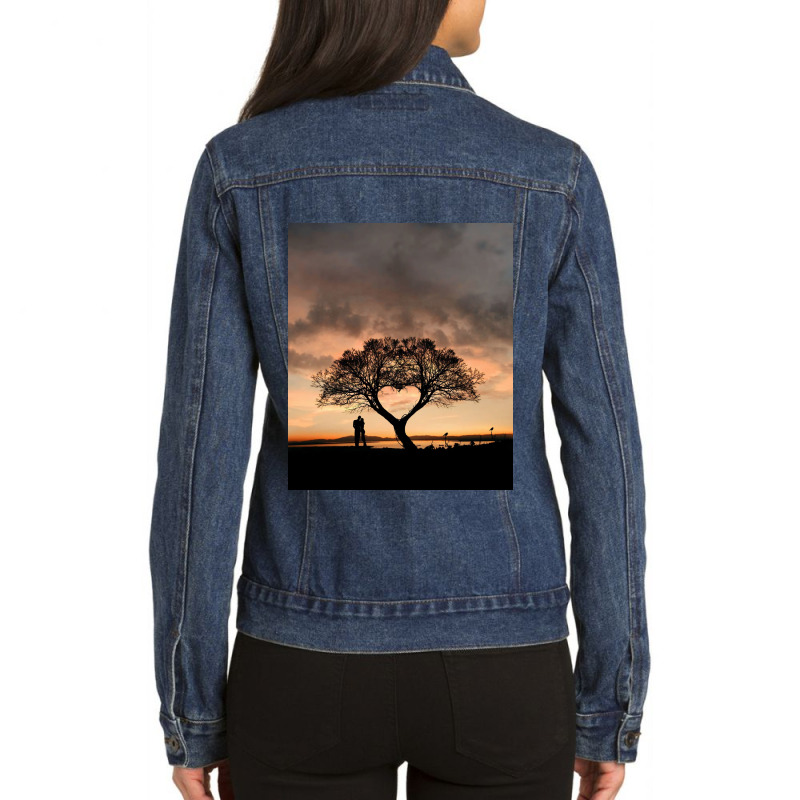 Tree And Heart Ladies Denim Jacket | Artistshot