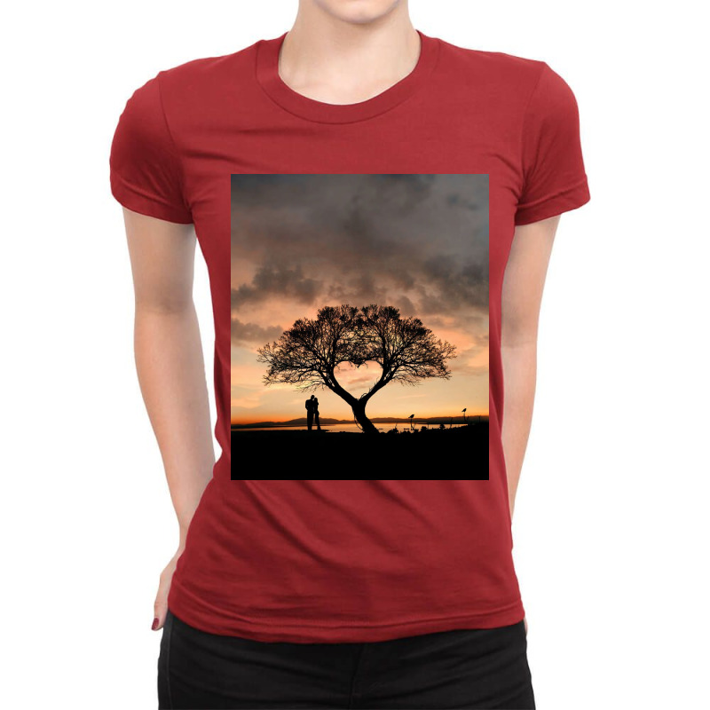 Tree And Heart Ladies Fitted T-shirt | Artistshot