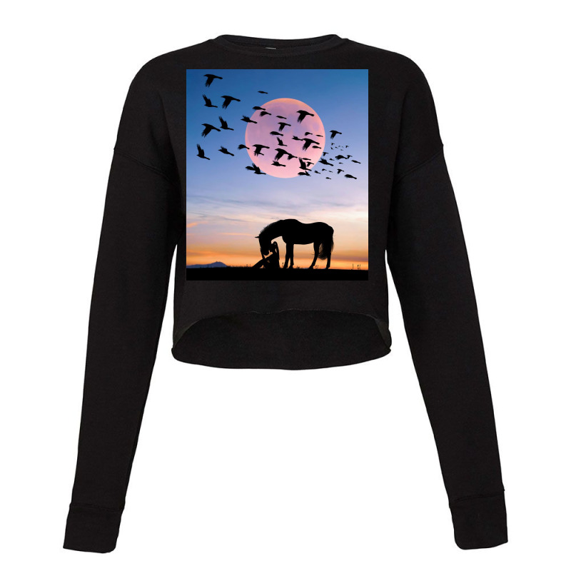 Horse And Woman Cropped Sweater | Artistshot