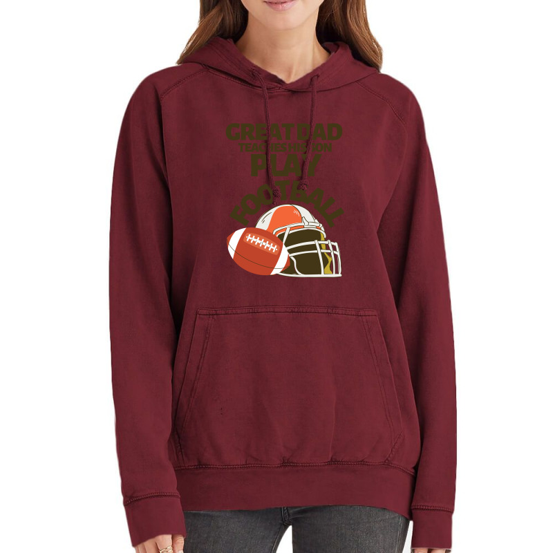 Great Dad Teaches His Son Play Football Vintage Hoodie | Artistshot