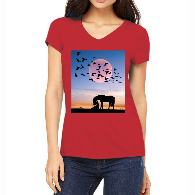 Horse And Woman Women's V-neck T-shirt | Artistshot