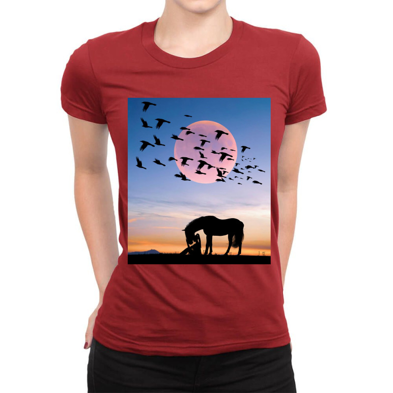 Horse And Woman Ladies Fitted T-shirt | Artistshot