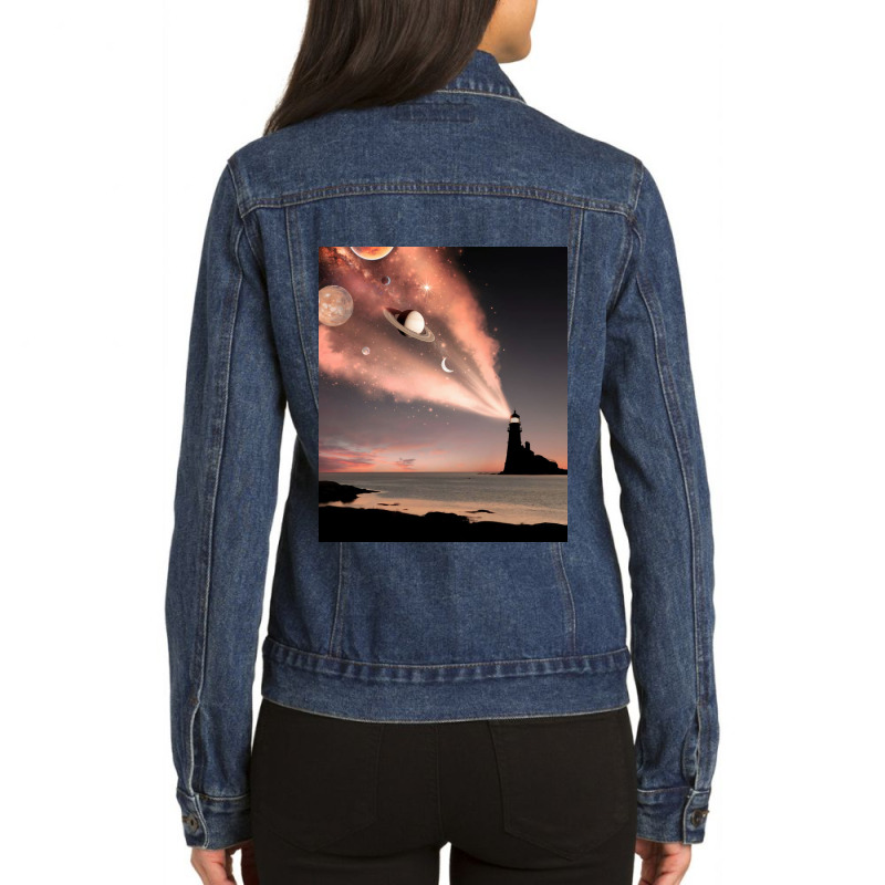 Lighthouse Light Ladies Denim Jacket | Artistshot