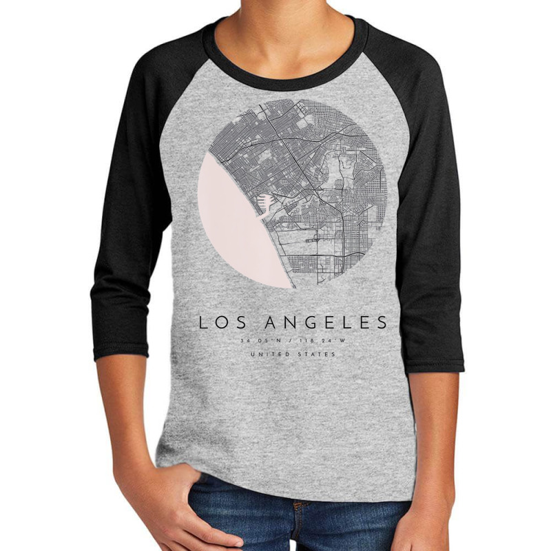 Los Angeles Coordinates Map Hometown T Shirt Youth 3/4 Sleeve | Artistshot