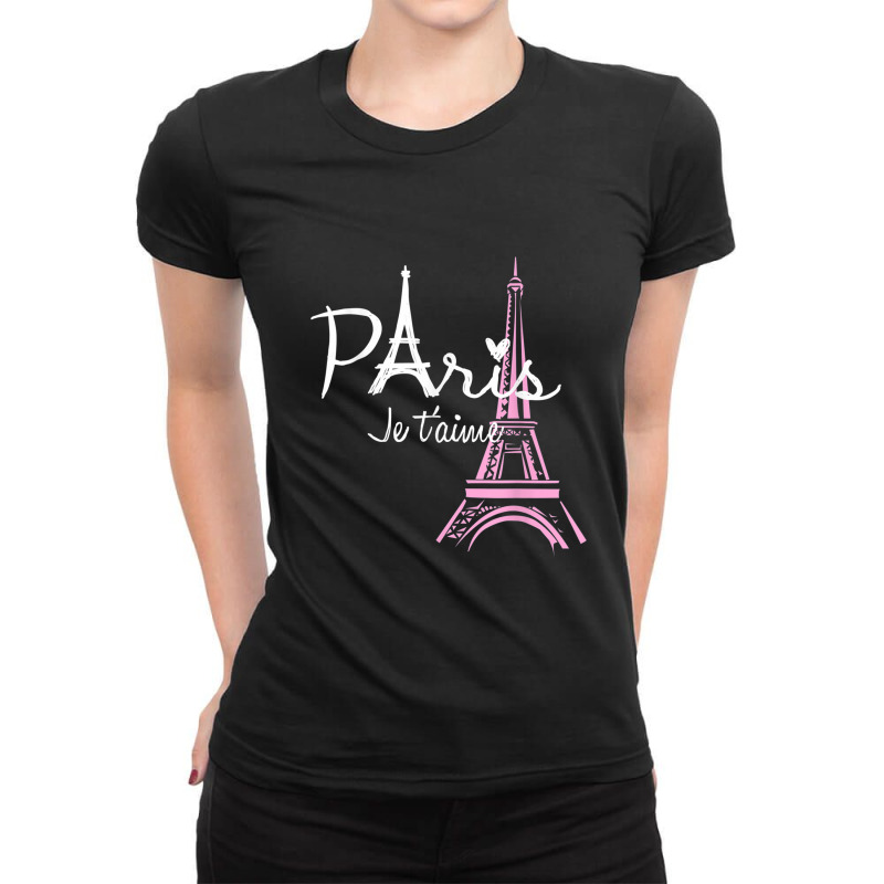 I Love Paris Eiffel Tower France  French Souvenir Ladies Fitted T-Shirt by SamAlexanderMcnutt | Artistshot