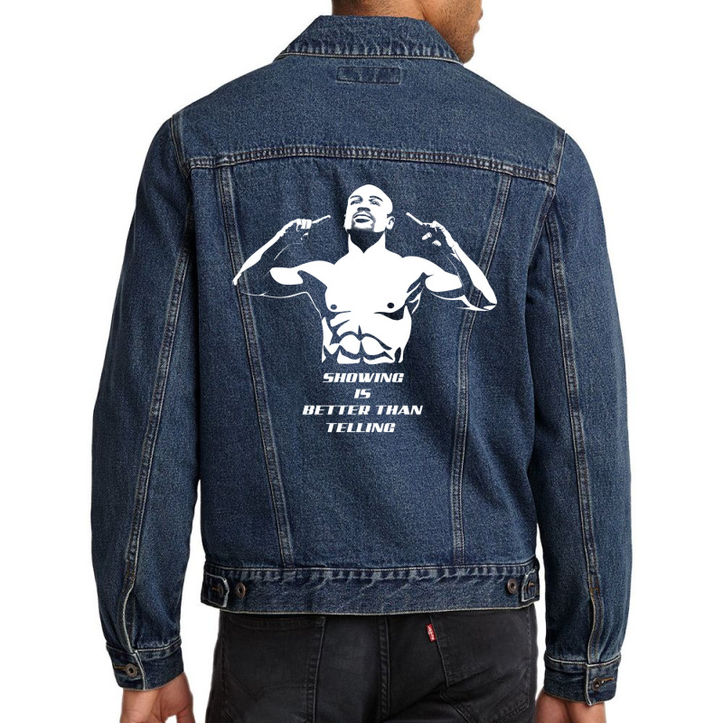 Do More Mayweather Jr Silhouette Art Men Denim Jacket | Artistshot