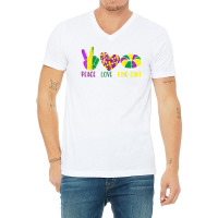 Peace Love King Cake Funny Mardi Gras Festival Par V-neck Tee | Artistshot