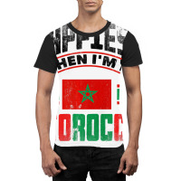 Morocco Moroccan Morocco Flag Happiest When Im In Graphic T-shirt | Artistshot