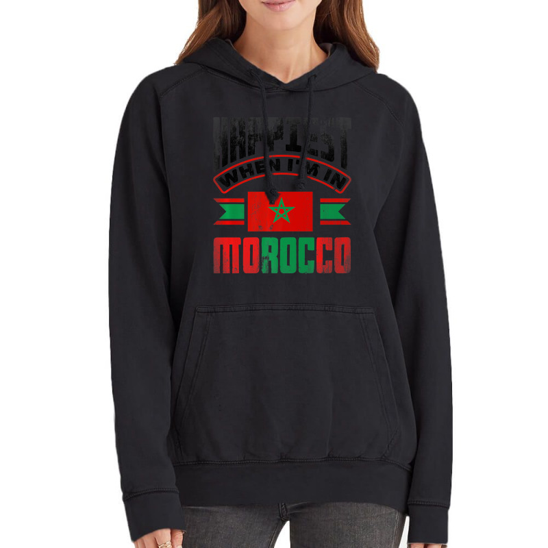 Morocco Moroccan Morocco Flag Happiest When Im In Vintage Hoodie | Artistshot