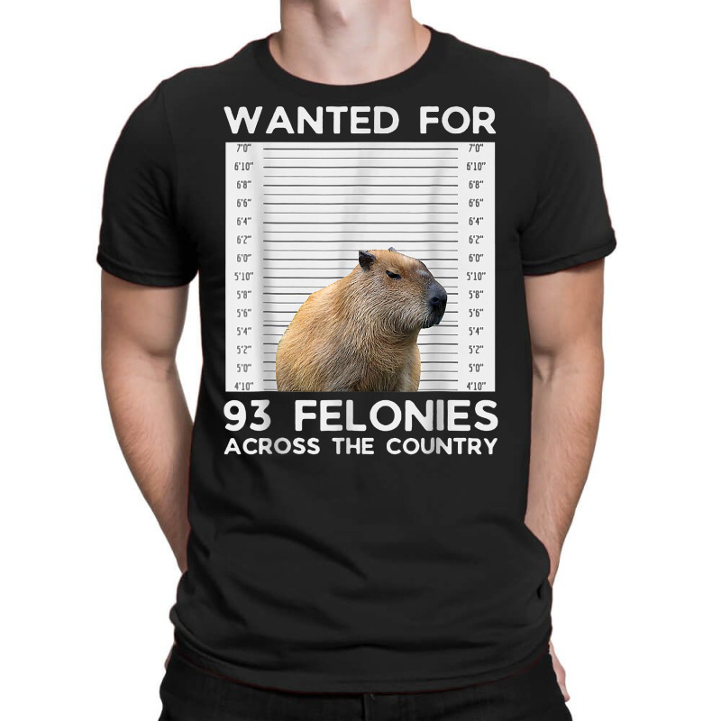 Capybara Mugshot Wanted For 93 Felonies Across The T-shirt | Artistshot