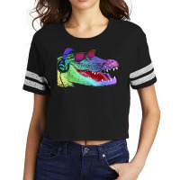 Alligator With Headphones And Sunglasses T Shirt Scorecard Crop Tee | Artistshot