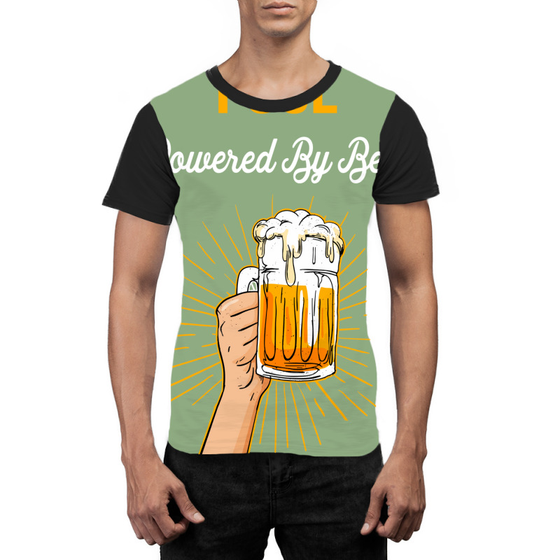 Beer Lover Pool Gift Powered By Beer Graphic T-shirt | Artistshot