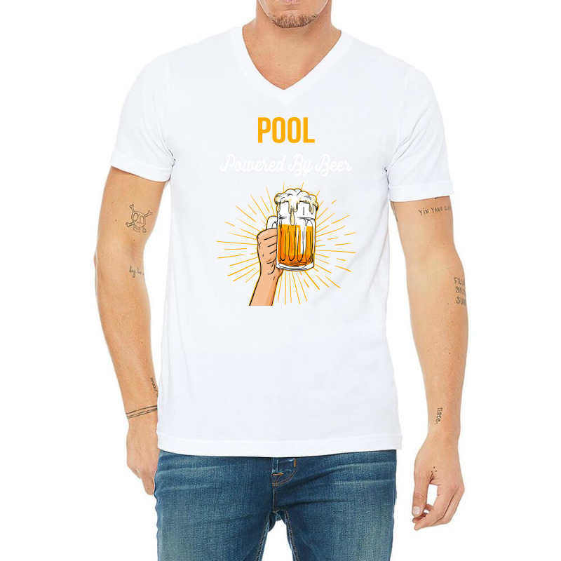 Beer Lover Pool Gift Powered By Beer V-neck Tee | Artistshot