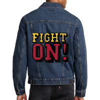 Trending Usc Gold Cardinal Cartoon Sketch Fight On Men Denim Jacket | Artistshot