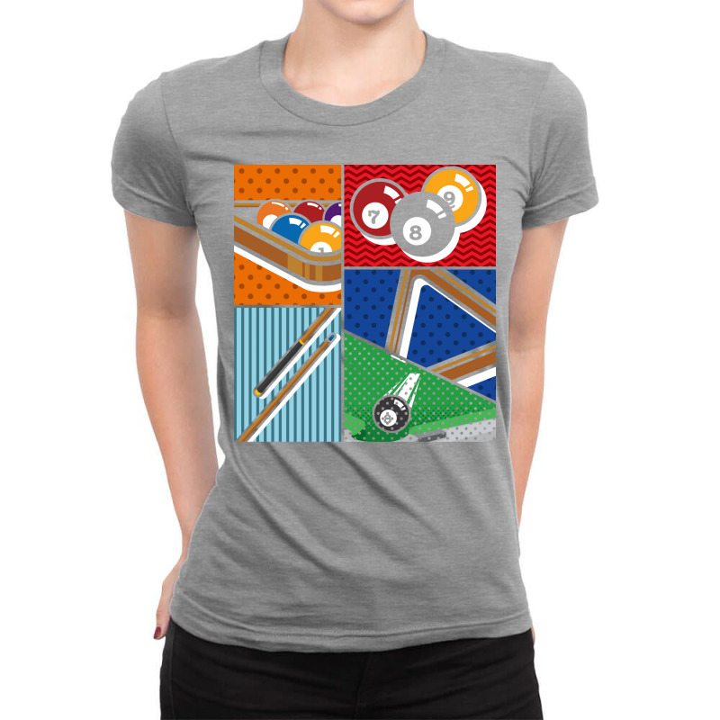 Billiard Balls Snooker Player Pool Billiard Pop Ar Ladies Fitted T-Shirt by gashejeggef | Artistshot