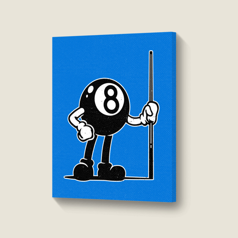 Billiards Cue Sports 8 Ball Vintage Cartoon Portrait Canvas Print | Artistshot