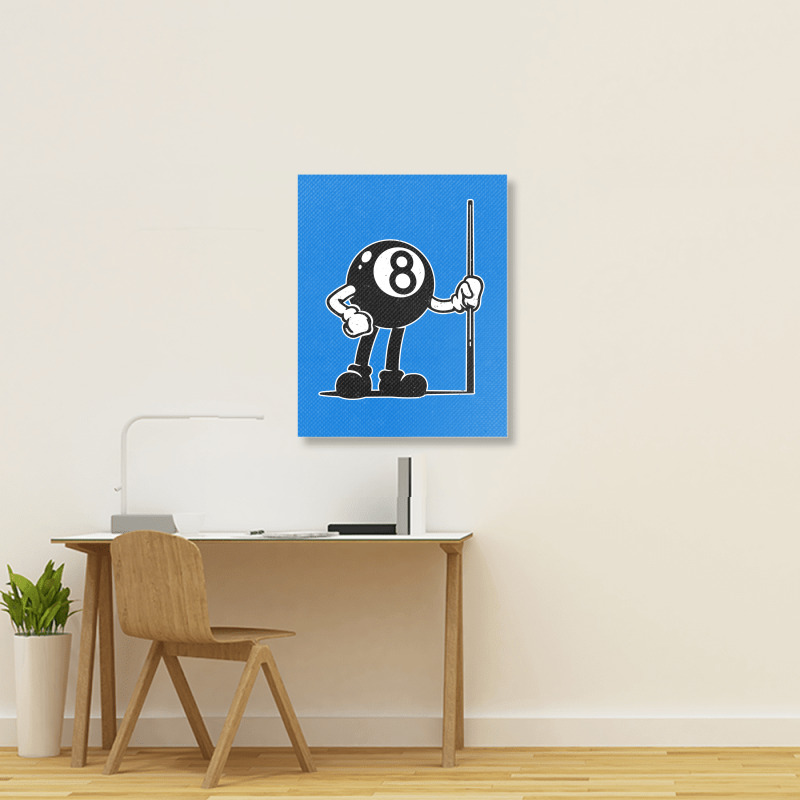 Billiards Cue Sports 8 Ball Vintage Cartoon Portrait Canvas Print | Artistshot