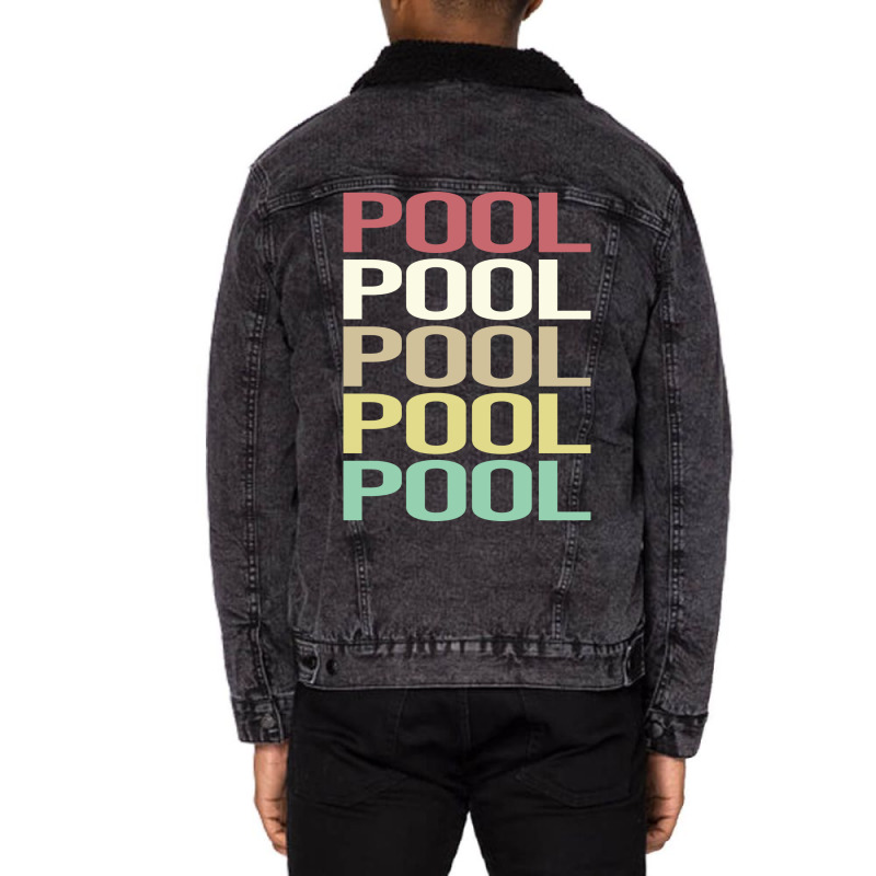 Colorful Text Pool Unisex Sherpa-lined Denim Jacket | Artistshot