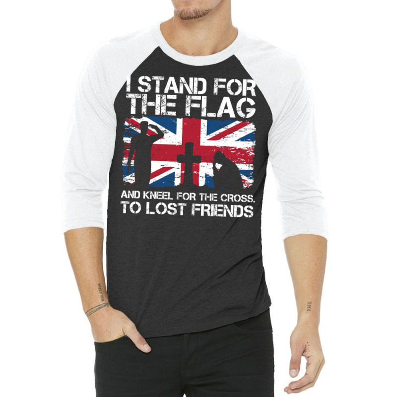 I Stand For The Flag And Kneel For The Cross To Lost Friends Union Jac 3/4 Sleeve Shirt by AsopArt | Artistshot