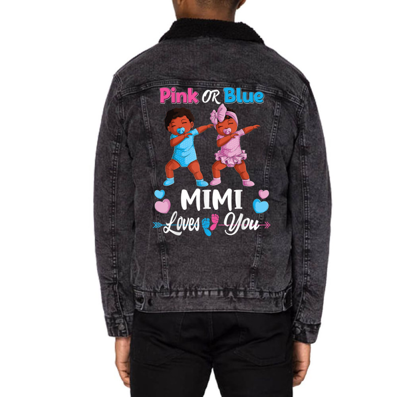 Pink Or Blue Mimi Loves You Black Baby Gender Reve Unisex Sherpa-Lined Denim Jacket by terrilyn | Artistshot