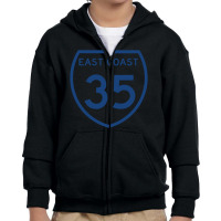 Highway 35 East Coast Youth Zipper Hoodie | Artistshot