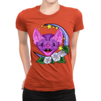 Moonflower Vampire Bat Blue Background Ladies Fitted T-shirt | Artistshot