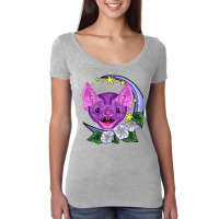 Moonflower Vampire Bat Blue Background Women's Triblend Scoop T-shirt | Artistshot