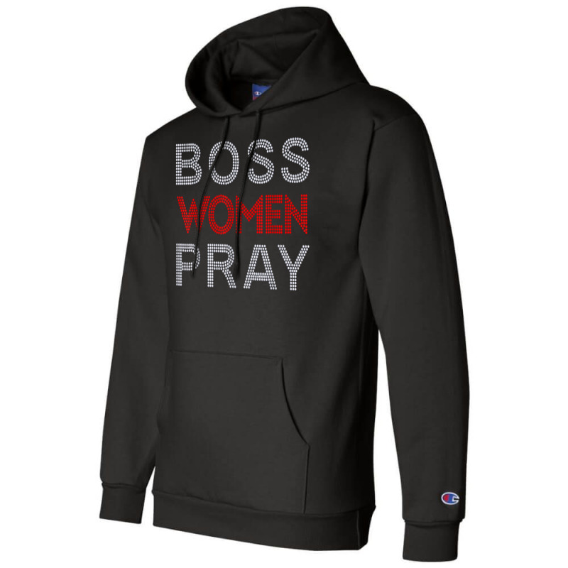 Boss Women Pray Bling Rhinestone Funny Christian F Champion Hoodie by scrabeck | Artistshot