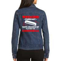 Mouth Organ Harmonica Player T Shirt Ladies Denim Jacket | Artistshot