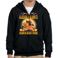 My Alaskan Malamute Dog Rides Shotgun Happy Hallow Youth Zipper Hoodie | Artistshot