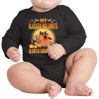 My Alaskan Malamute Dog Rides Shotgun Happy Hallow Long Sleeve Baby Bodysuit | Artistshot