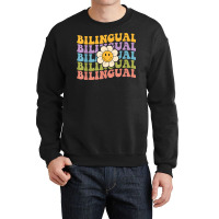 Retro Groovy Bilingual Teachers Back To School Bil Crewneck Sweatshirt | Artistshot