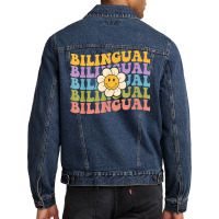 Retro Groovy Bilingual Teachers Back To School Bil Men Denim Jacket | Artistshot