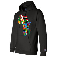 African Pride   Map Of African Continent With Flag Champion Hoodie | Artistshot