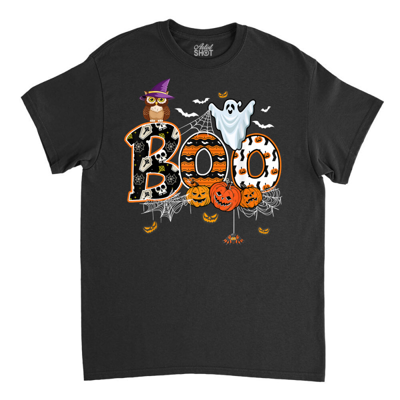 Boo Creepy Owl Pumpkin Ghost Funny Halloween Costu Classic T-shirt | Artistshot